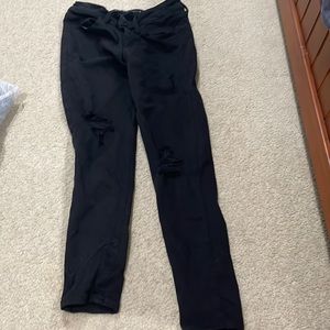 American Eagle Black Skinny Super Stretch Ripped Jeans